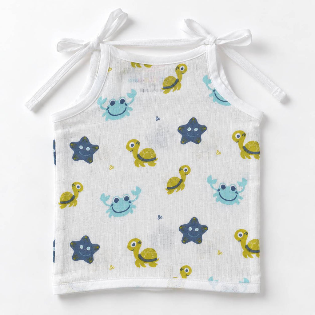 Cotton Muslin Knot Baby Jabla - Aqua Babies Print | New Born