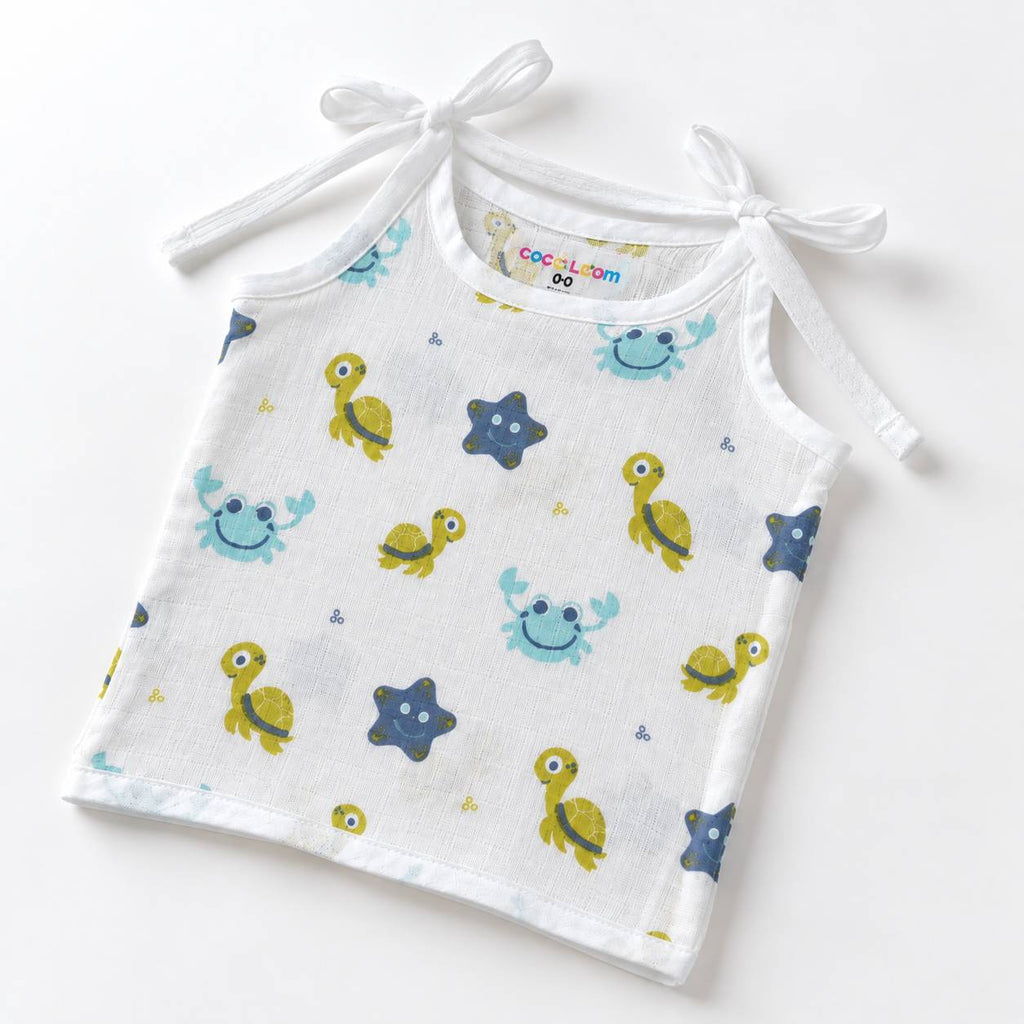 Cotton Muslin Knot Baby Jabla - Aqua Babies Print | New Born