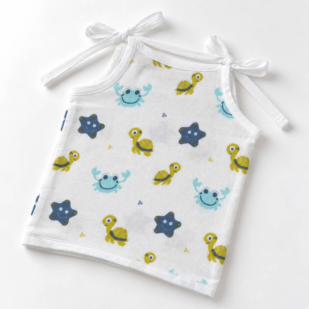Cotton Muslin Knot Baby Jabla - Aqua Babies Print | New Born