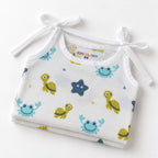 Cotton Muslin Knot Baby Jabla - Aqua Babies Print | New Born