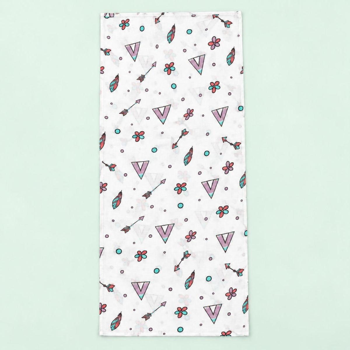 Cotton Muslin Baby Bath Towels 75 x 150 cm - Boho Bloom Print | Newborn & Infant