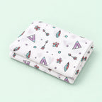 Cotton Muslin Baby Bath Towels 75 x 150 cm - Boho Bloom Print | Newborn & Infant