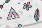 Cotton Muslin Baby Bath Towels 75 x 150 cm - Boho Bloom Print | Newborn & Infant