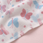 Cotton Muslin Baby Bath Towels 75 x 150 cm - Butterfly Blush Print | Newborn & Infant