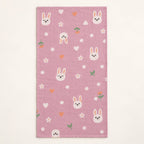 Cotton Muslin Baby Bath Towels 75 x 150 cm - Bunny Hearts Print | Newborn & Infant