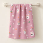 Cotton Muslin Baby Bath Towels 75 x 150 cm - Bunny Hearts Print | Newborn & Infant