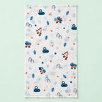 Cotton Muslin Baby Bath Towels 75 x 150 cm - Crane Crew Print | Newborn & Infant