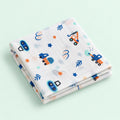 Cotton Muslin Baby Bath Towels 75 x 150 cm - Crane Crew Print | Newborn & Infant