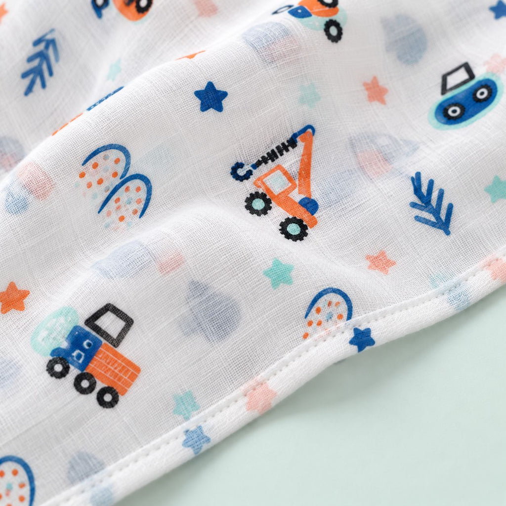Cotton Muslin Baby Bath Towels 75 x 150 cm - Crane Crew Print | Newborn & Infant