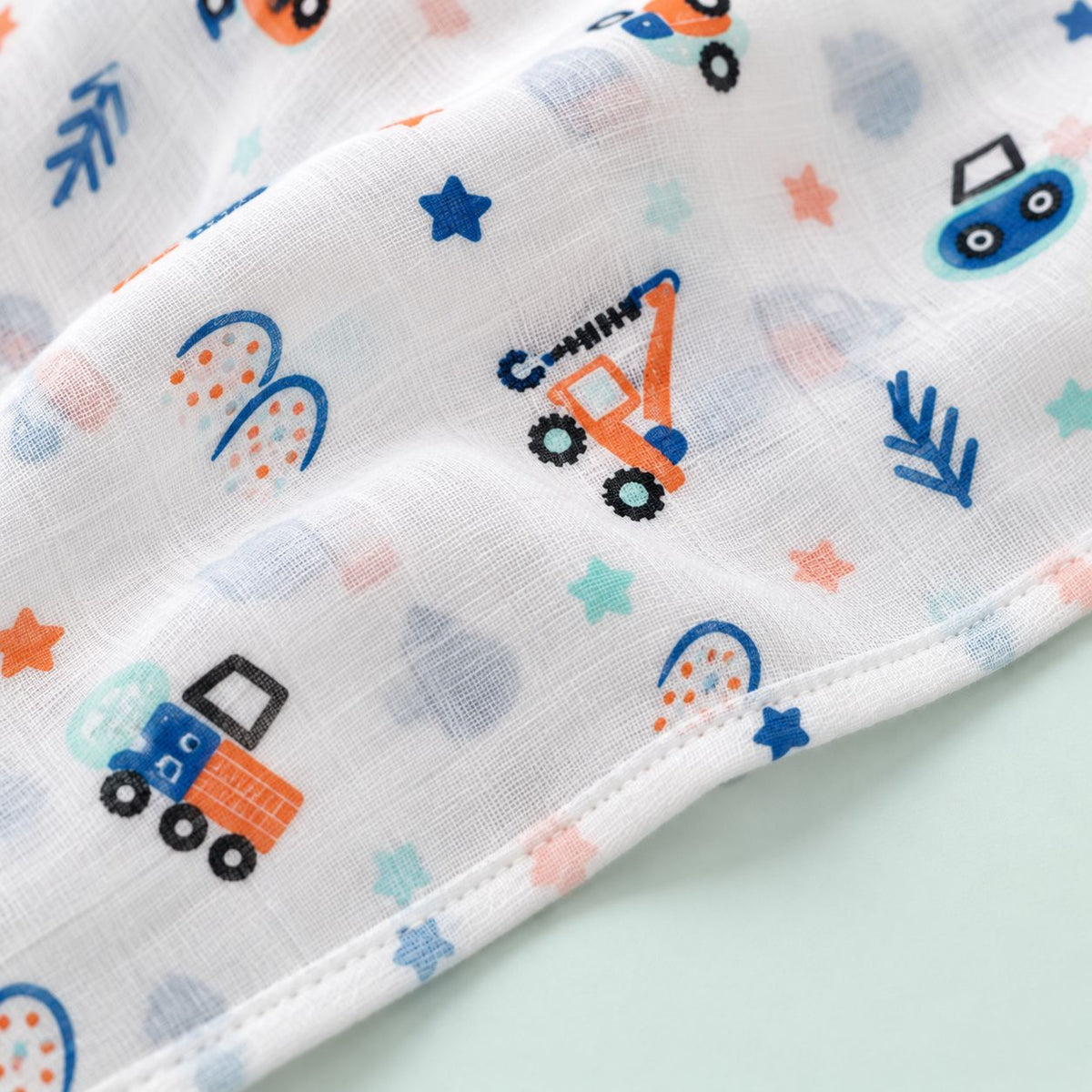 Cotton Muslin Baby Bath Towels 75 x 150 cm - Crane Crew Print | Newborn & Infant