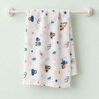 Cotton Muslin Baby Bath Towels 75 x 150 cm - Crane Crew Print | Newborn & Infant