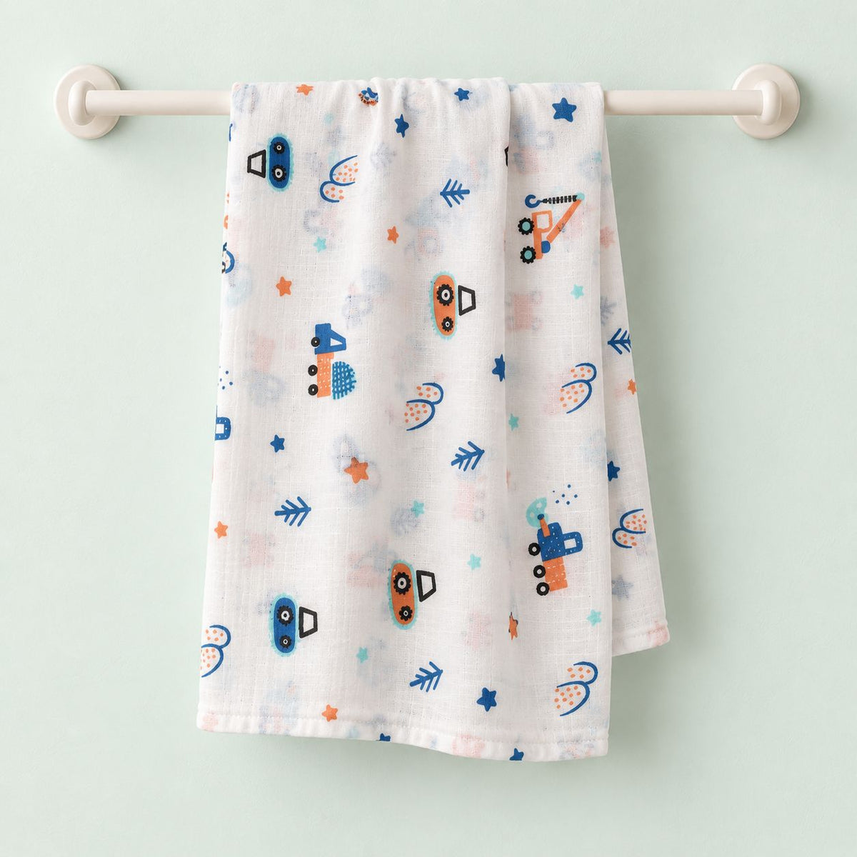 Cotton Muslin Baby Bath Towels 75 x 150 cm - Crane Crew Print | Newborn & Infant