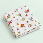 Cotton Muslin Baby Bath Towels 75 x 150 cm -  Farm Buddies Print | Newborn & Infant