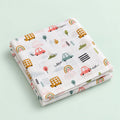 Cotton Muslin Baby Bath Towels 75 x 150 cm -  Little Wheels Print | Newborn & Infant