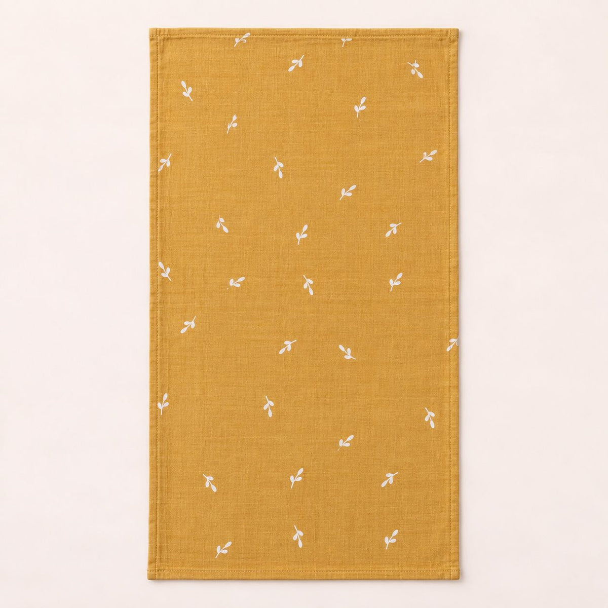 Cotton Muslin Baby Bath Towels 75 x 150 cm - Mustard Sprig Print | Newborn & Infant