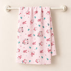Cotton Muslin Baby Bath Towels 75 x 150 cm - Pink Forest Nights Print | Newborn & Infant