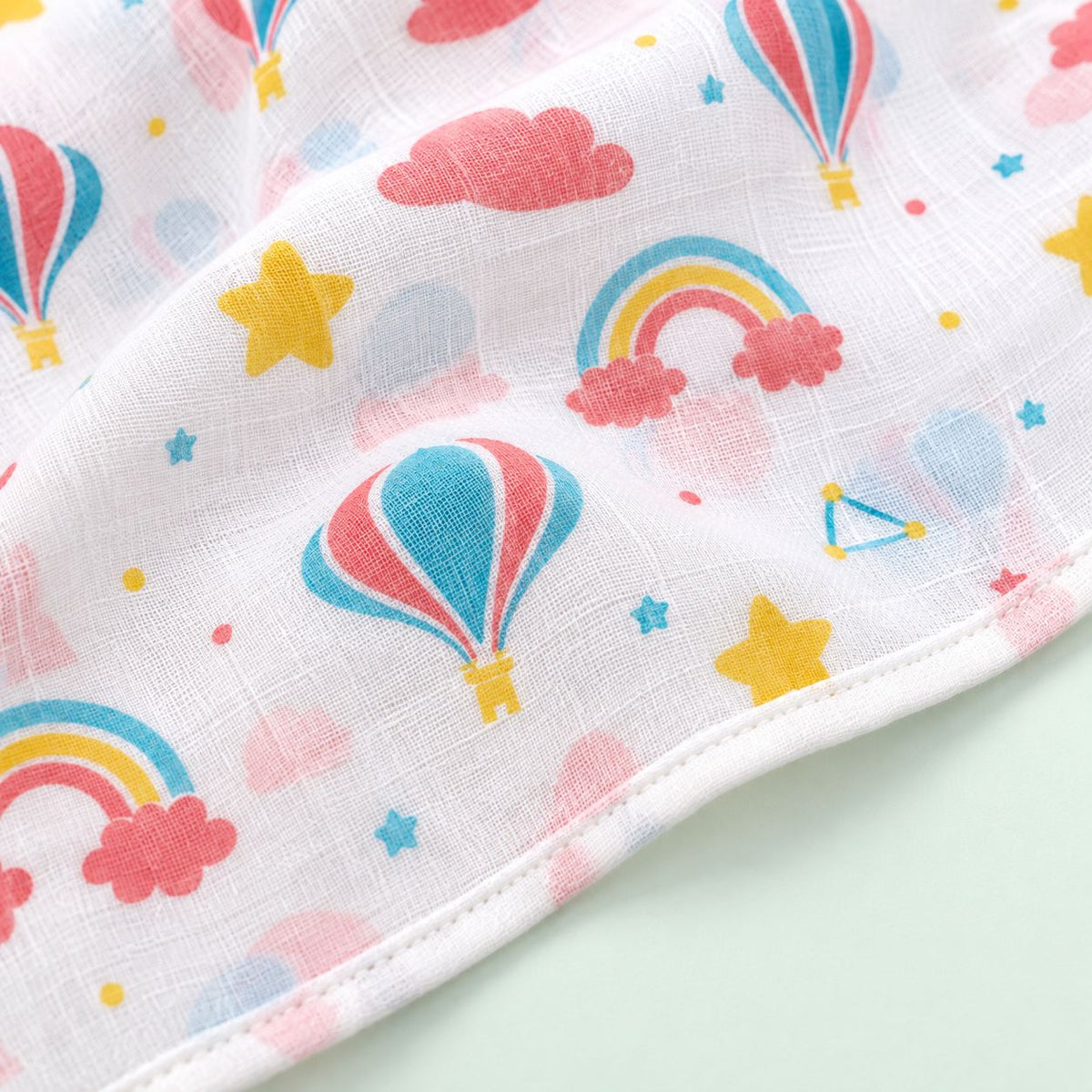 Cotton Muslin Baby Bath Towels 75 x 150 cm -  Rainbow Rides Print | Newborn & Infant