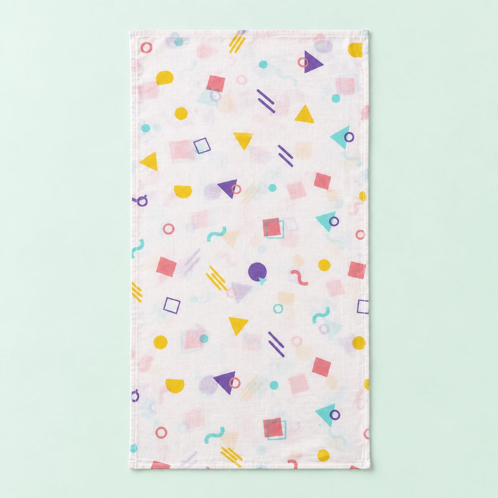 Cotton Muslin Baby Bath Towels 75 x 150 cm -  Shape Pops Print | Newborn & Infant