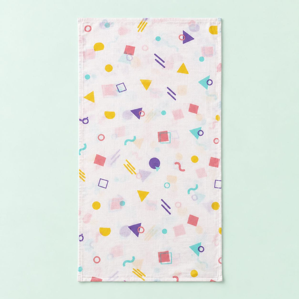 Cotton Muslin Baby Bath Towels 75 x 150 cm -  Shape Pops Print | Newborn & Infant