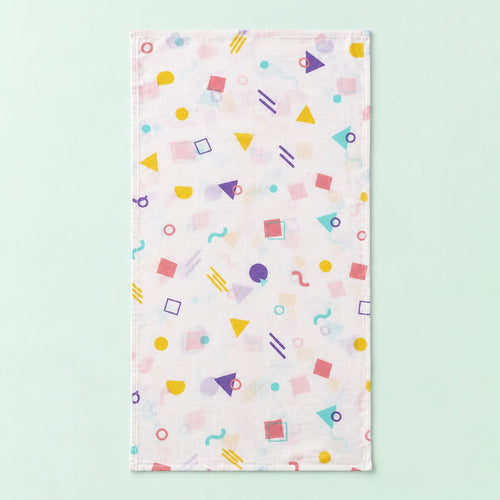 Cotton Muslin Baby Bath Towels 75 x 150 cm -  Shape Pops Print | Newborn & Infant