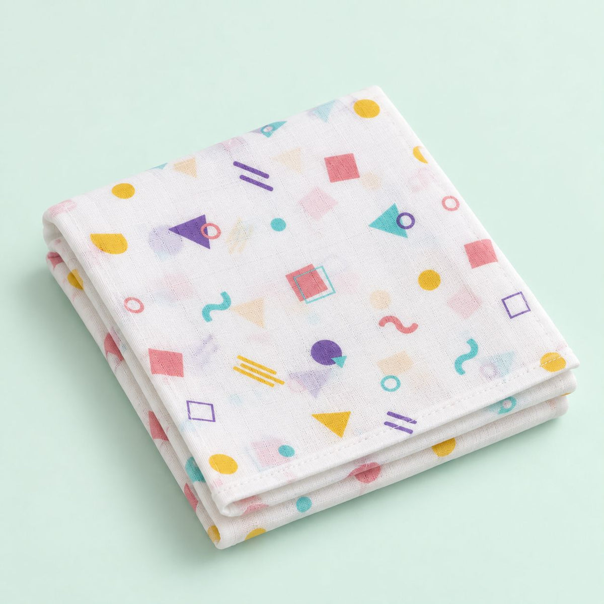 Cotton Muslin Baby Bath Towels 75 x 150 cm -  Shape Pops Print | Newborn & Infant