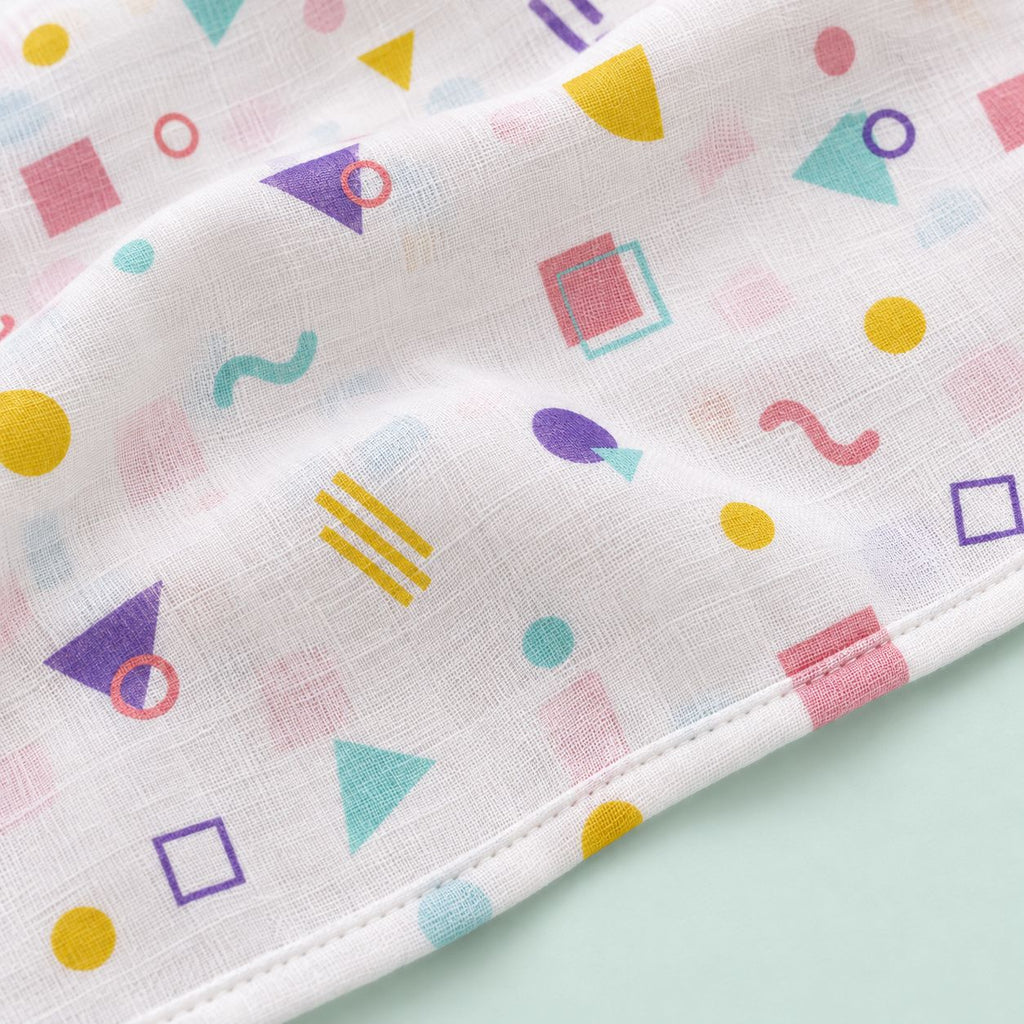 Cotton Muslin Baby Bath Towels 75 x 150 cm -  Shape Pops Print | Newborn & Infant