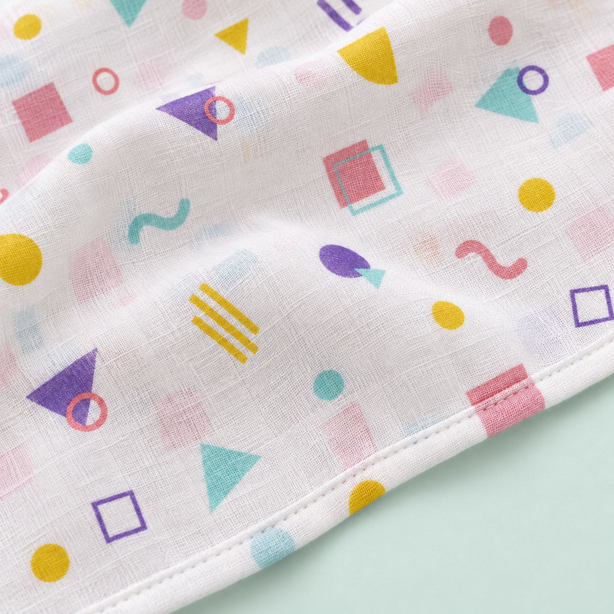 Cotton Muslin Baby Bath Towels 75 x 150 cm -  Shape Pops Print | Newborn & Infant