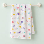 Cotton Muslin Baby Bath Towels 75 x 150 cm -  Shape Pops Print | Newborn & Infant