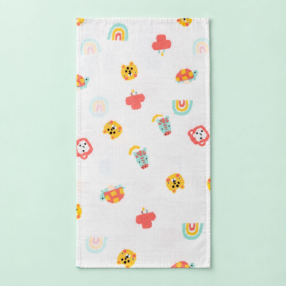 Cotton Muslin Baby Bath Towels 75 x 150 cm -  Safari Snuggles Print | Newborn & Infant