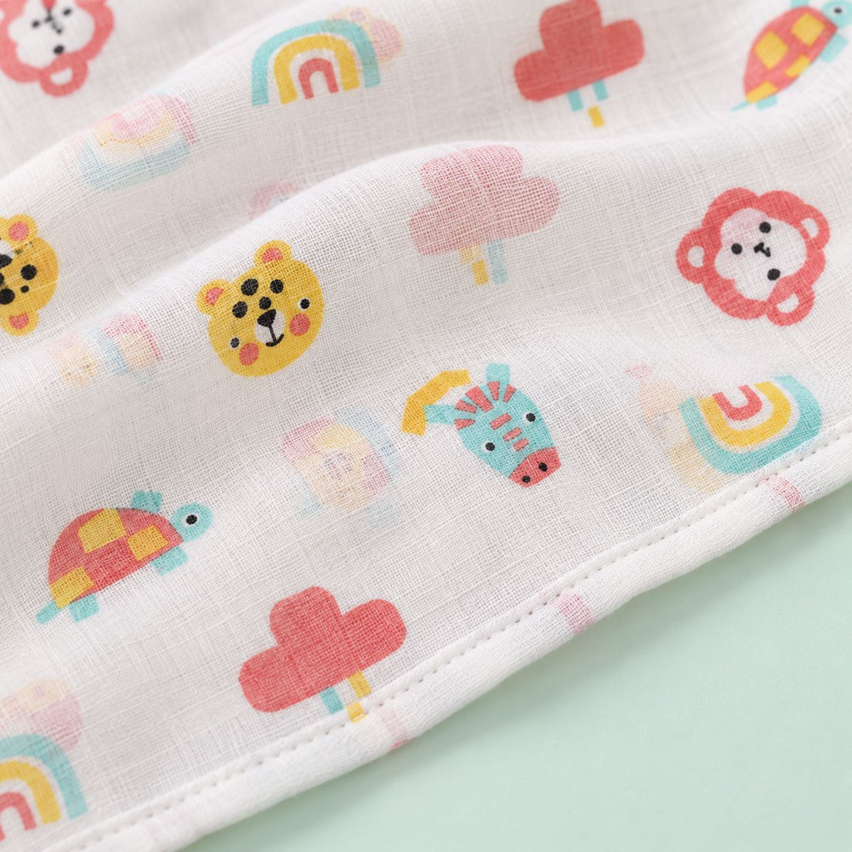 Cotton Muslin Baby Bath Towels 75 x 150 cm -  Safari Snuggles Print | Newborn & Infant