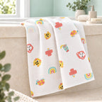 Cotton Muslin Baby Bath Towels 75 x 150 cm -  Safari Snuggles Print | Newborn & Infant