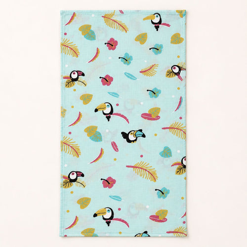 Cotton Muslin Baby Bath Towels 75 x 150 cm -  Tropical Toucans Print | Newborn & Infant