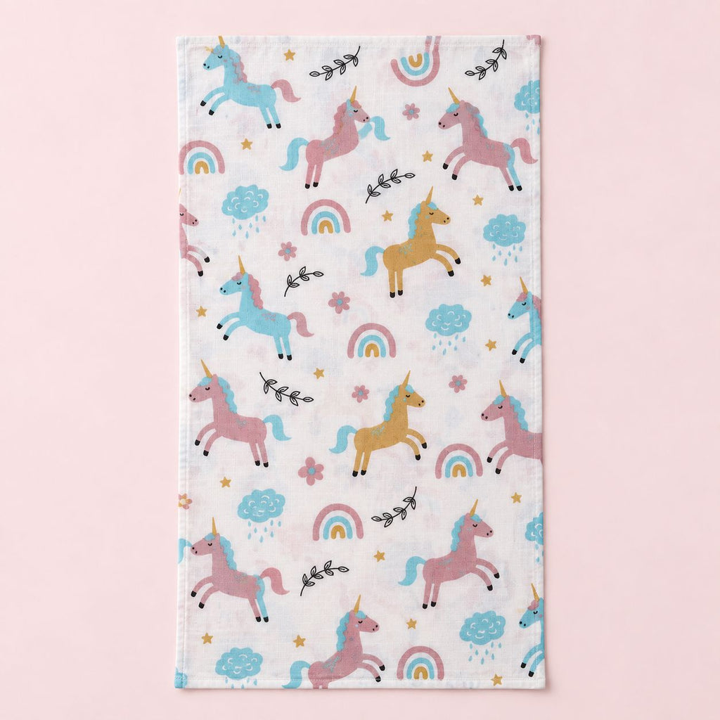 Cotton Muslin Baby Bath Towels 75 x 150 cm -  Unicorn Print | Newborn & Infant