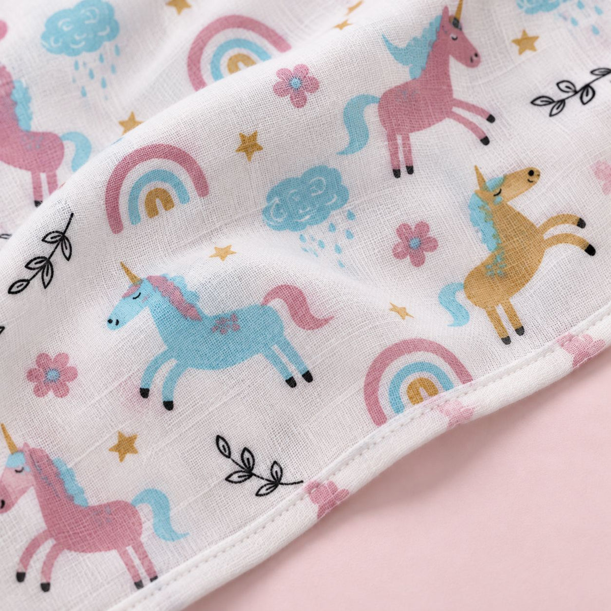 Cotton Muslin Baby Bath Towels 75 x 150 cm -  Unicorn Print | Newborn & Infant