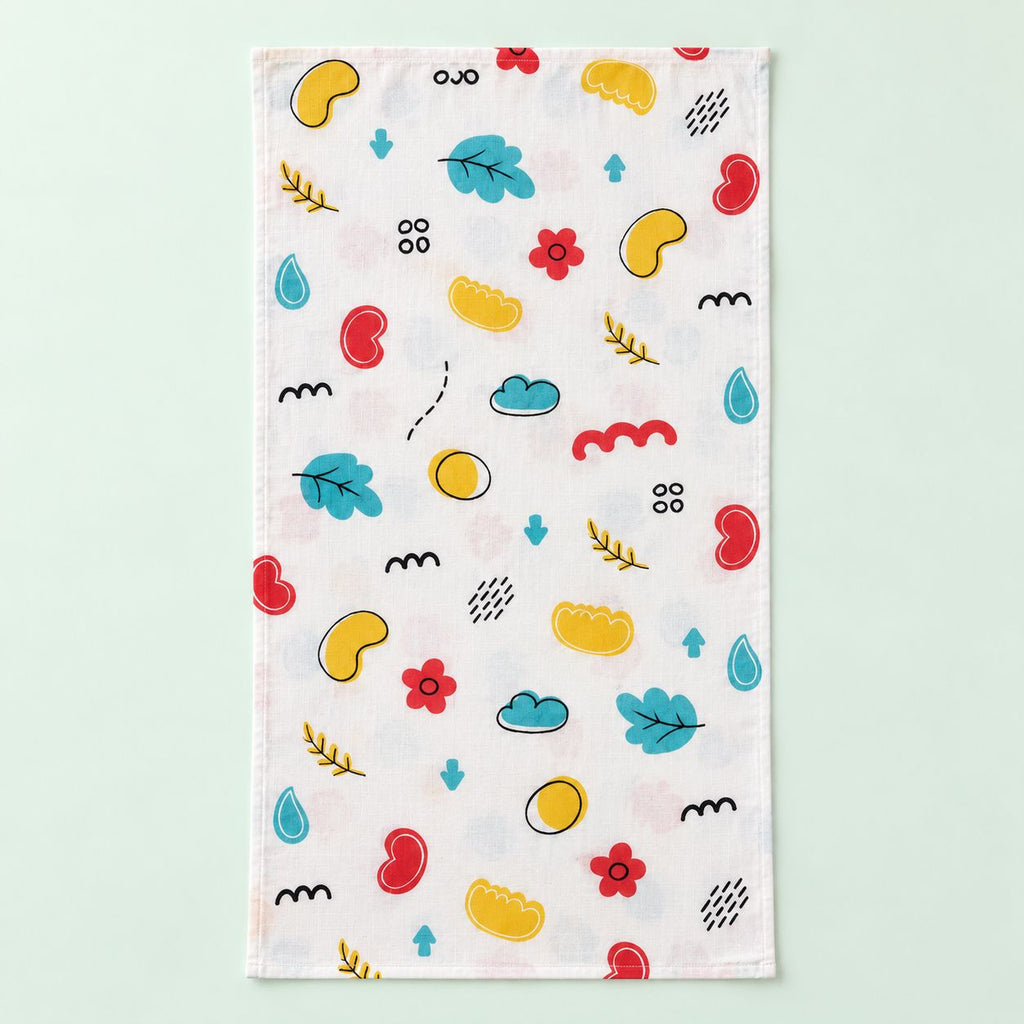 Cotton Muslin Baby Bath Towels 75 x 150 cm - Wild Doodles Print | Newborn & Infant