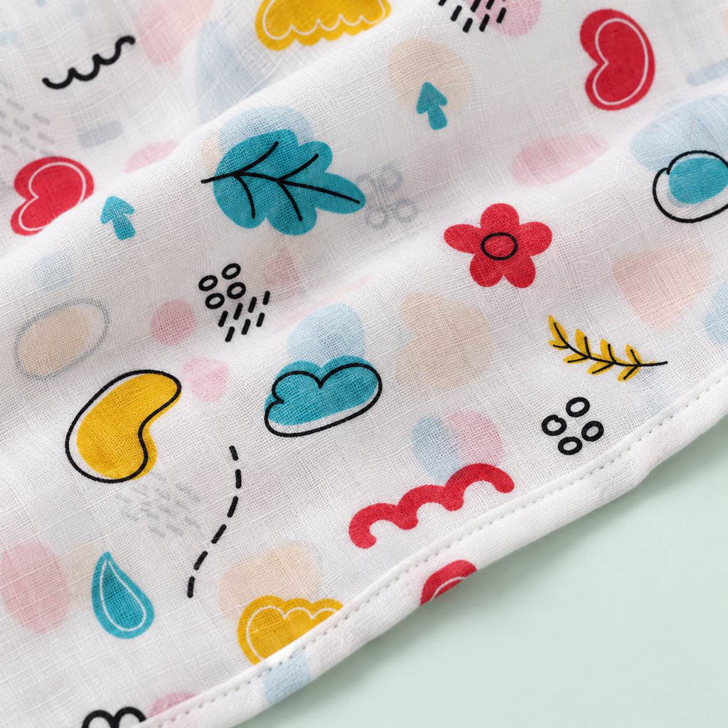 Cotton Muslin Baby Bath Towels 75 x 150 cm - Wild Doodles Print | Newborn & Infant