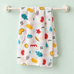 Cotton Muslin Baby Bath Towels 75 x 150 cm - Wild Doodles Print | Newborn & Infant