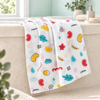 Cotton Muslin Baby Bath Towels 75 x 150 cm - Wild Doodles Print | Newborn & Infant
