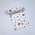Farm Buddies baby bath towel in white, printed with birds and animals pattern