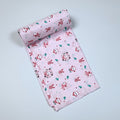 Baby Blush baby bath towel in pink, printed with tiny birds and animal pattern