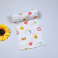 Safari Snuggles Baby bath towel in white, printed with colorful jungle animal prints