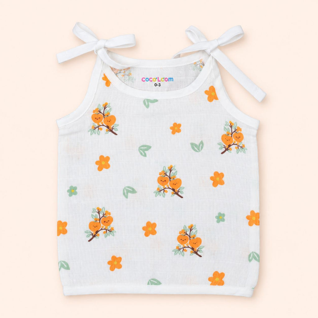 Cotton Muslin Knot Baby Jabla - Citrus Bloom Print | 0-3 Months
