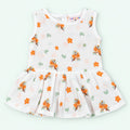 Cotton Muslin Baby Frock - Citrus Bloom Print | Button Closure| 0-3 Months