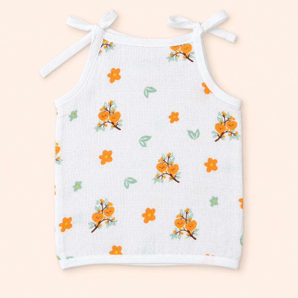 Cotton Muslin Knot Baby Jabla - Citrus Bloom Print | 0-3 Months