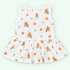 Cotton Muslin Baby Frock - Citrus Bloom Print | Button Closure| 0-3 Months