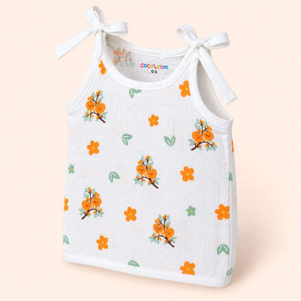Cotton Muslin Knot Baby Jabla - Citrus Bloom Print | 0-3 Months