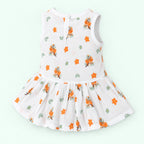 Cotton Muslin Baby Frock - Citrus Bloom Print | Button Closure| 0-3 Months