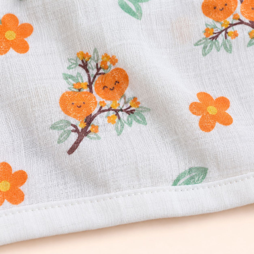 Cotton Muslin Knot Baby Jabla - Citrus Bloom Print | 0-3 Months