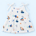 Cotton Muslin Knot Baby Frock - Crane Crew Print | New Born