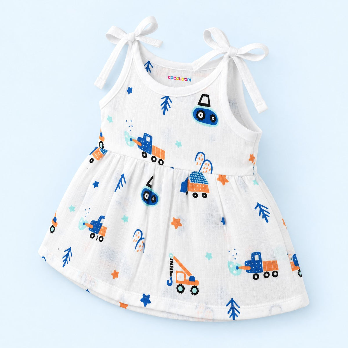 Cotton Muslin Knot Baby Frock - Crane Crew Print | New Born
